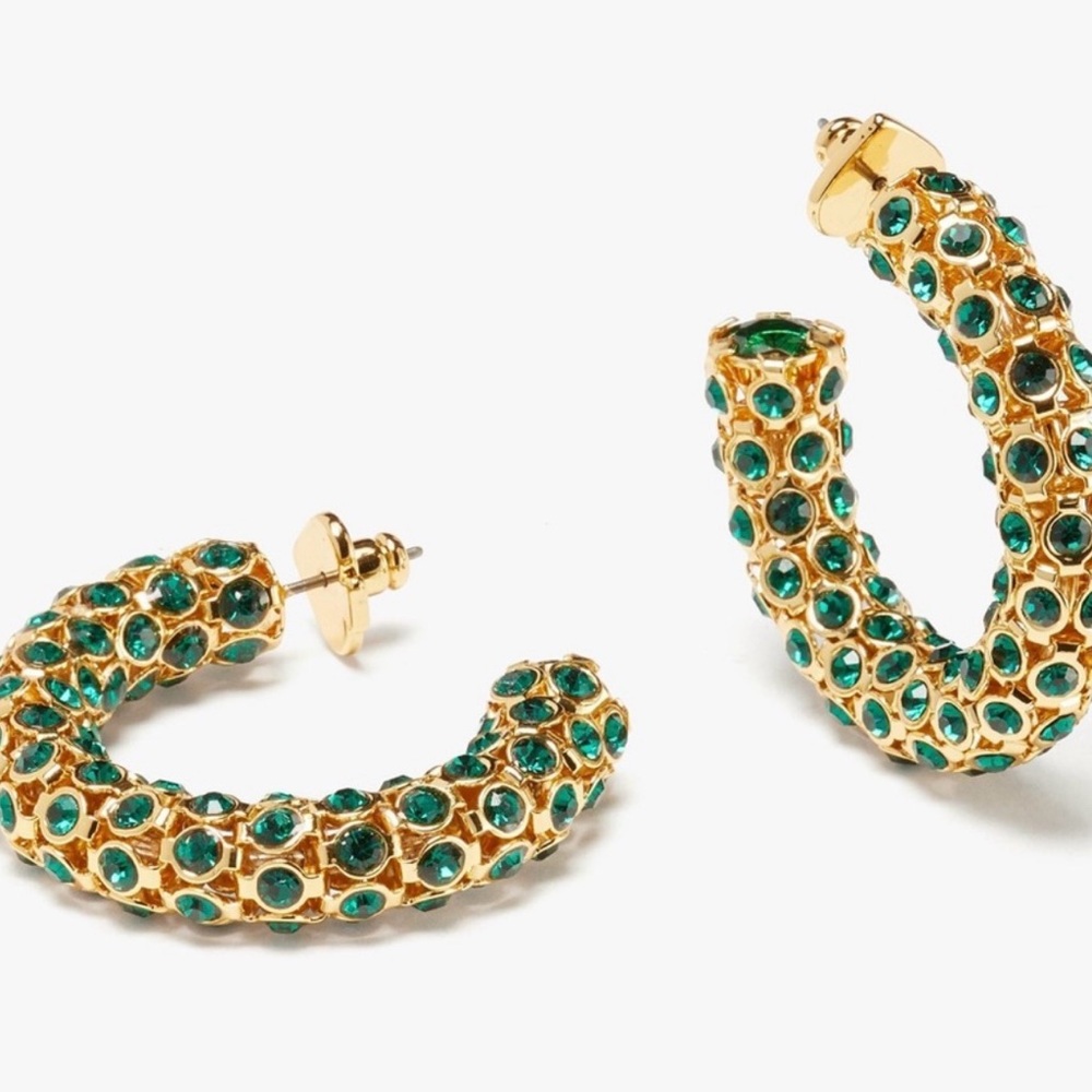 Kate Spade Gold and Green Hoop Earrings